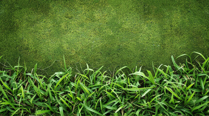 Obraz na płótnie Canvas Green grass strip with a green moss texture backdrop.