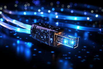 glowing cable data technology background