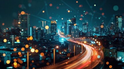 Fototapeta premium 5G, 6G, Big data wireless network, high speed internet, cloud computing or connect diagram technology, Data storage, service, synchronize, online, financial, Connectivity global, smart city, Gen AI