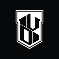 VD Logo monogram hexagon geometric up and down inside shield isolated style design template