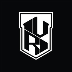 VR Logo monogram hexagon geometric up and down inside shield isolated style design template