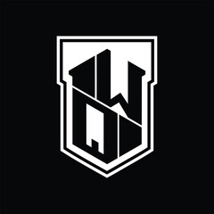 WQ Logo monogram hexagon geometric up and down inside shield isolated style design template
