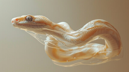 A minimalist view of a liquid serpent coiling gracefully in mid-air,