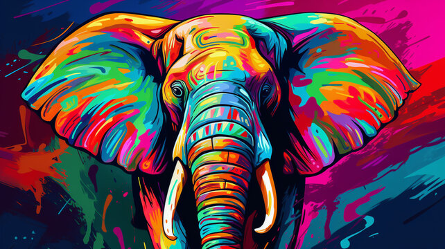 elephant on colorful background