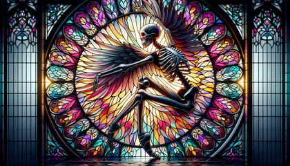 Stained glass skeleton