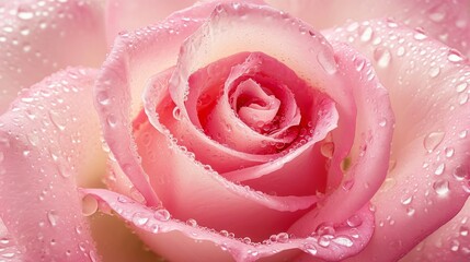 A pink rose with pink petals and water droplets on it forms a rose background.