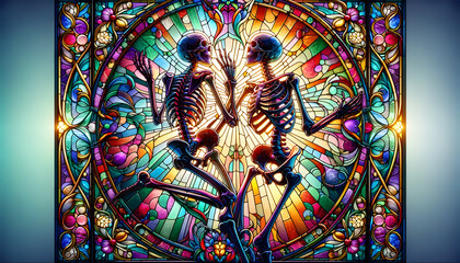 Stained glass skeleton