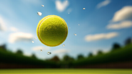 A tennis ball is flying through the air, generative AI