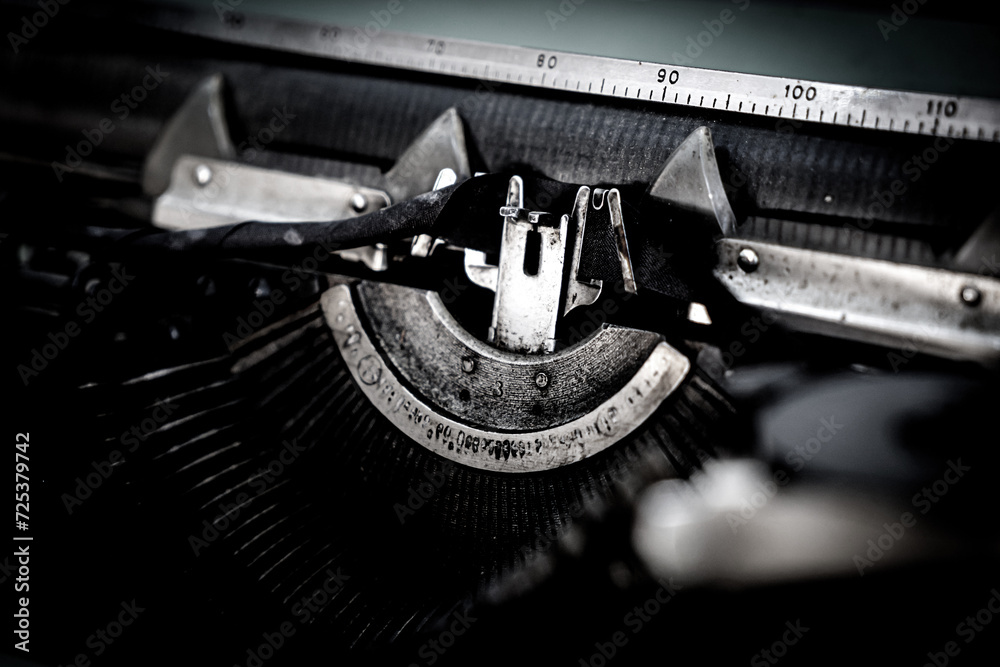 Fototapete abstract typewriter background with metal part and elements of retro typewriter