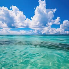Fototapeta na wymiar seascape background. sea and sky meet on the horizon. delicate blue color