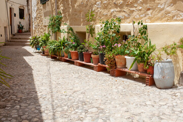 Pots on a street in Bocairente (Valencia, Spain) - 725380398