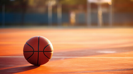 The basketball ball is on the basketball court as a healthy sport. Ai generate.