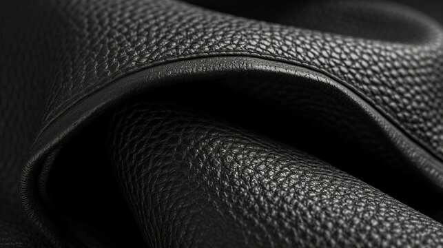 A plush leather pad is made of abstract black leather material.