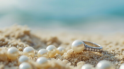Obraz na płótnie Canvas Jewellery ring with pearls