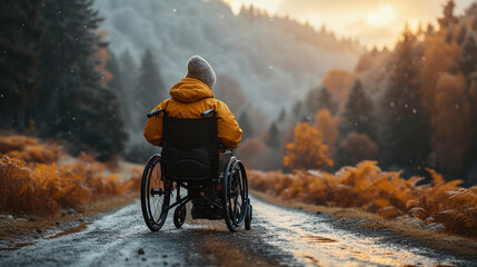 Person with Wheelchair in a Forest