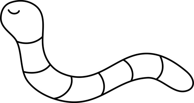 cute worm cartoon lineart