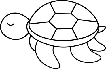 cute sea turtle cartoon lineart
