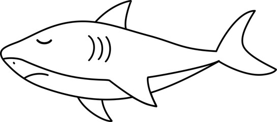 cute shark cartoon lineart