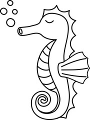 cute seahorse cartoon lineart
