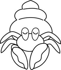 cute hermit crab cartoon lineart