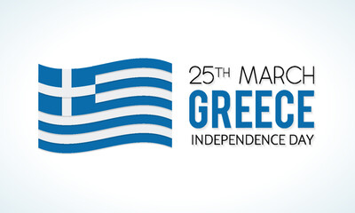 Obraz premium Happy Greek Independence Day celebration every year in 25th March. National republic day of Greece waving flags. Vector illustration for banner, greeting card, poster with background.