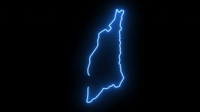 Animated map of Muntinlupa in the Philippines with a glowing neon effect