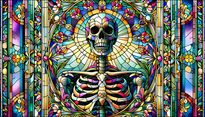 Stained glass skeleton