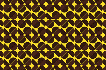 Oval geometric pattern yellow, brown and dark brown color pattern background vector illustration.