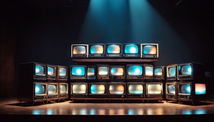 Vintage Retro Televisions Stacked Together