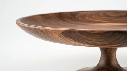 A polished wooden bowl made of walnut wood is sitting on top of a table.