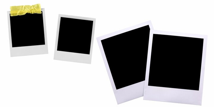 Black and white photo frames with shadows isolated on white background. Vector illustration