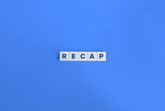 Recap Word. Text on Letter Tiles on Yellow Background. Minimalist Aesthetics.