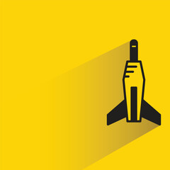 missile and rocket with shadow on yellow background