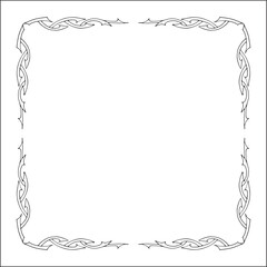 Elegant black and white ornamental frame, decorative border, corners for greeting cards, banners, business cards, invitations, menus. Isolated vector illustration.	