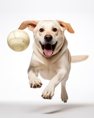 Labrador retriever dog playful playing ball