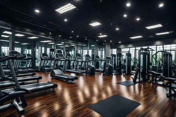 Fototapeta na wymiar Fitness Center, gym interior background