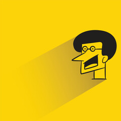 male face icon with shadow on yellow background