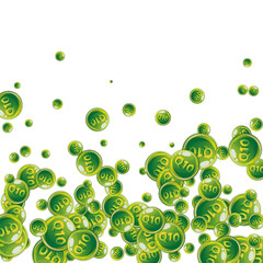 Vitamin Q10 round capsules scattered randomly.
