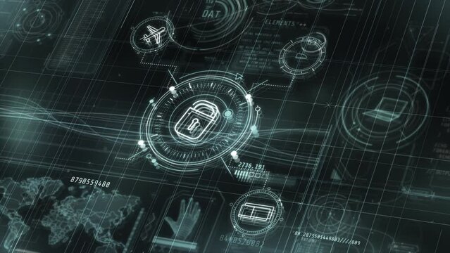 Animated infographic on data protection for corporate and logistics networks. - Powered by Adobe