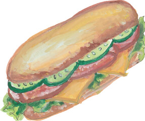 Sandwich isolated illustration, drawings, stickers and clip-art