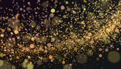 Scattered golden particles on a dark background.