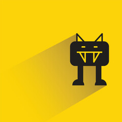 funny monster character with shadow on yellow background