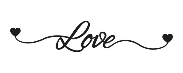 LOVE word hand drawn lettering  Modern calligraphy script love text  Vector illustration - obrazy, fototapety, plakaty
