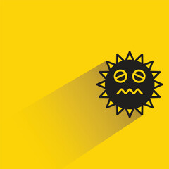 nervous sun emoji with shadow on yellow background