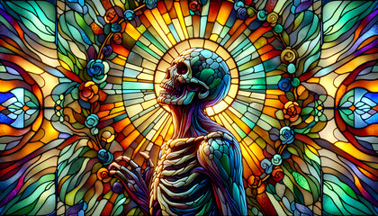 Stained glass skeleton