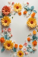 Obraz premium white background with small floral 3d in the corners.