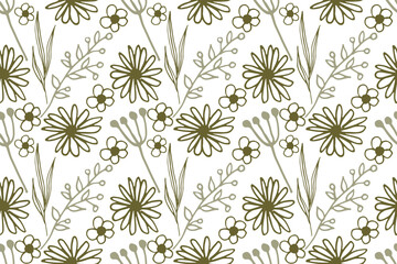 Vector pattern illustration , nature elements , flowers , modern and trendy hand drawn abstract elements ,for your design ,print paper or fabric , banner , flayer , and over design.