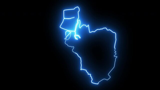 Animated map of Paranaque in the Philippines with a glowing neon effect