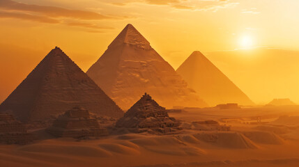 Fototapeta na wymiar Landscape with Egyptian pyramids