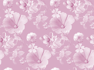 Abstract floral seamless pattern. In style Toile de Jou. Suitable for fabric, wrapping 